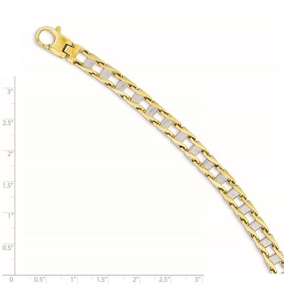 Men's 7.95mm Polished 14k Two Tone Gold Fancy Link Bracelet, 8.5 Inch - Picture 3 of 7
